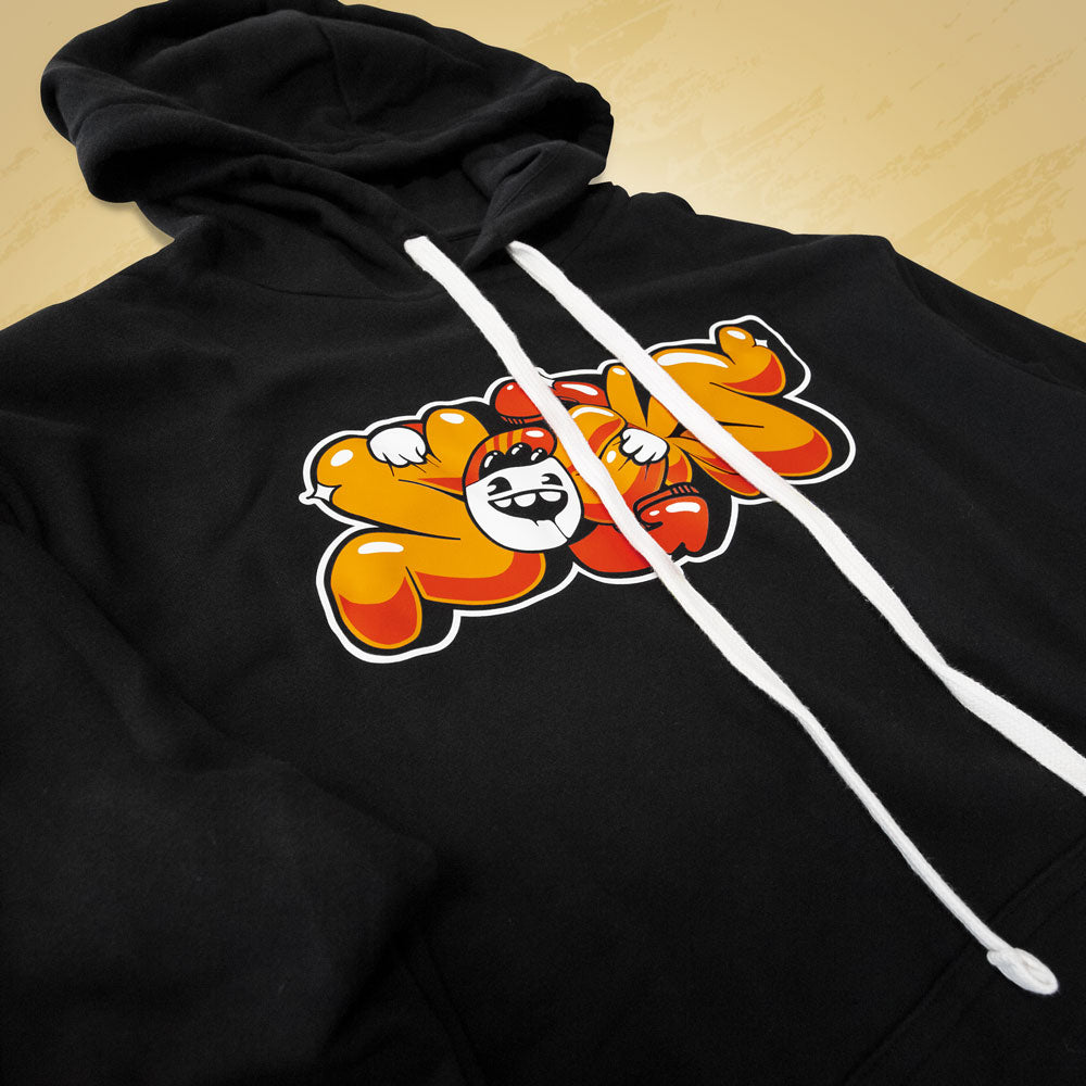 Close up of Socks Graffiti Black Hoodie screen printed design